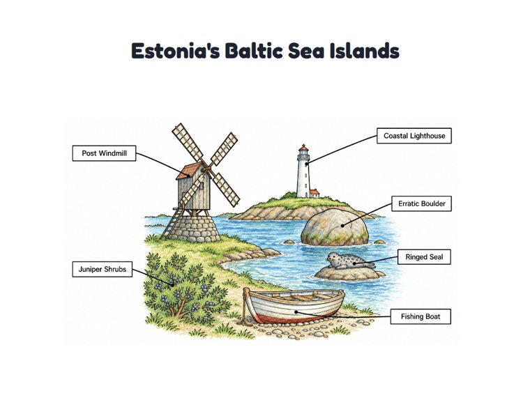 Estonia's Baltic Sea Islands worksheet (Hard, Grades 3–4)