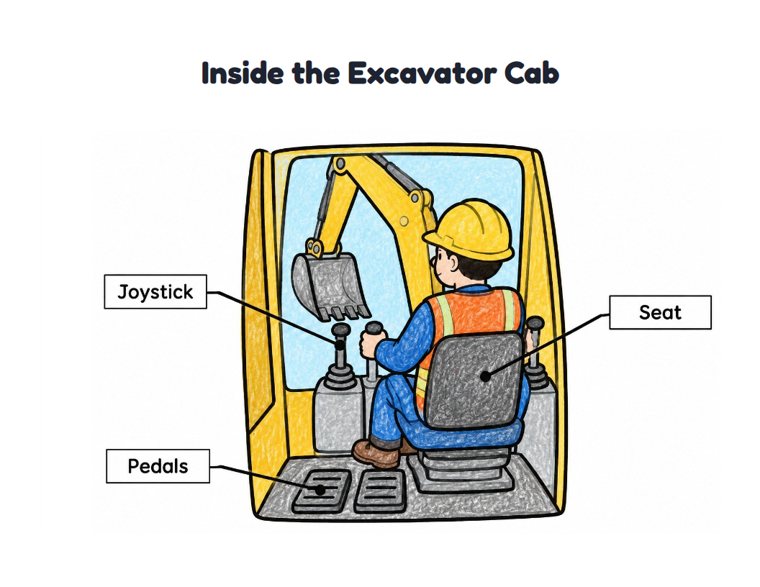 Inside the Excavator Cab worksheet (Easy, Pre-K–K)