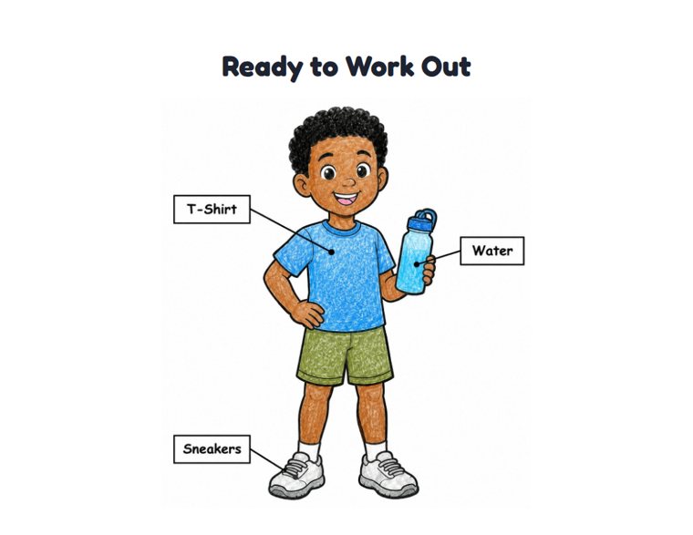 Ready to Work Out worksheet (Easy, Pre-K–K)