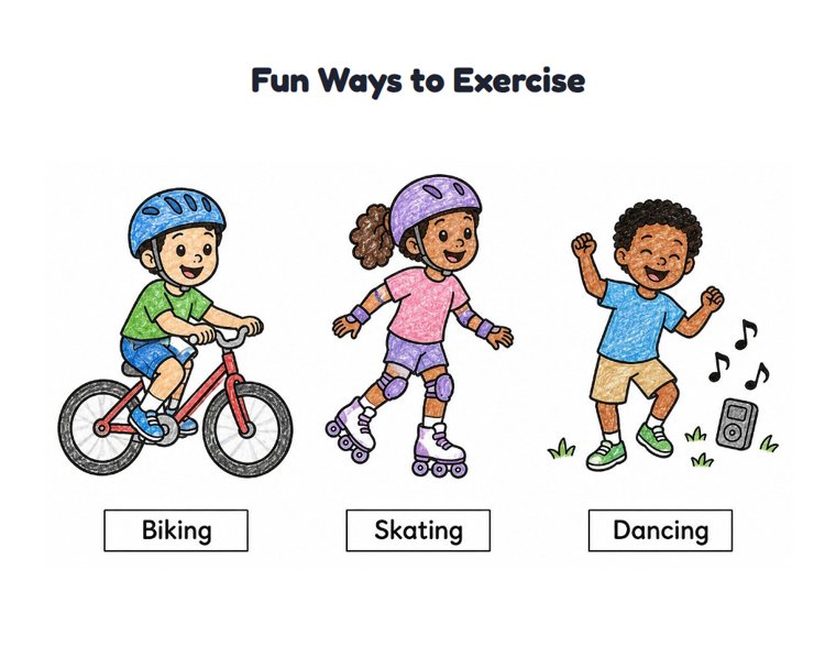 Fun Ways to Exercise worksheet (Easy, Pre-K–K)