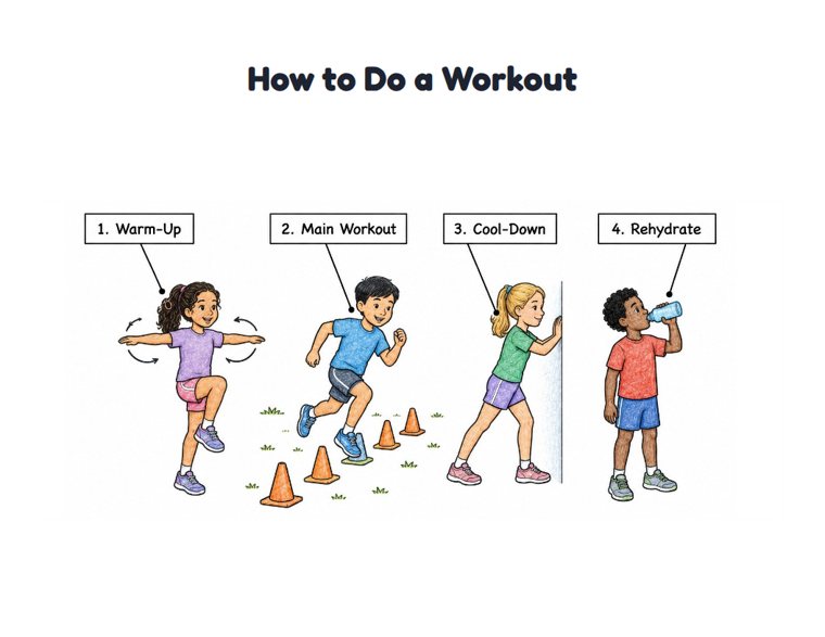 How to Do a Workout worksheet (Medium, Grades 1–2)