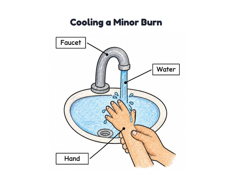 Cooling a Minor Burn worksheet (Easy, Pre-K–K)