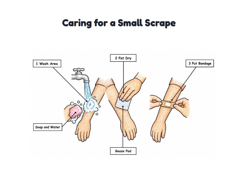 Caring for a Small Scrape worksheet (Medium, Grades 1–2)
