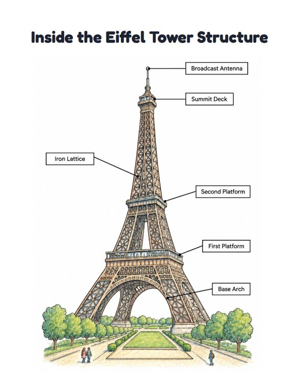 Inside the Eiffel Tower Structure worksheet (Hard, Grades 3–4)