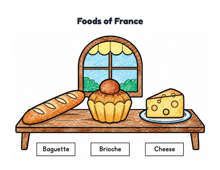 Foods of France worksheet (Easy, Pre-K–K)