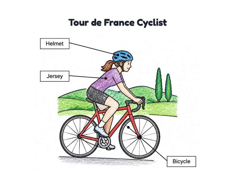 Tour de France Cyclist worksheet (Easy, Pre-K–K)