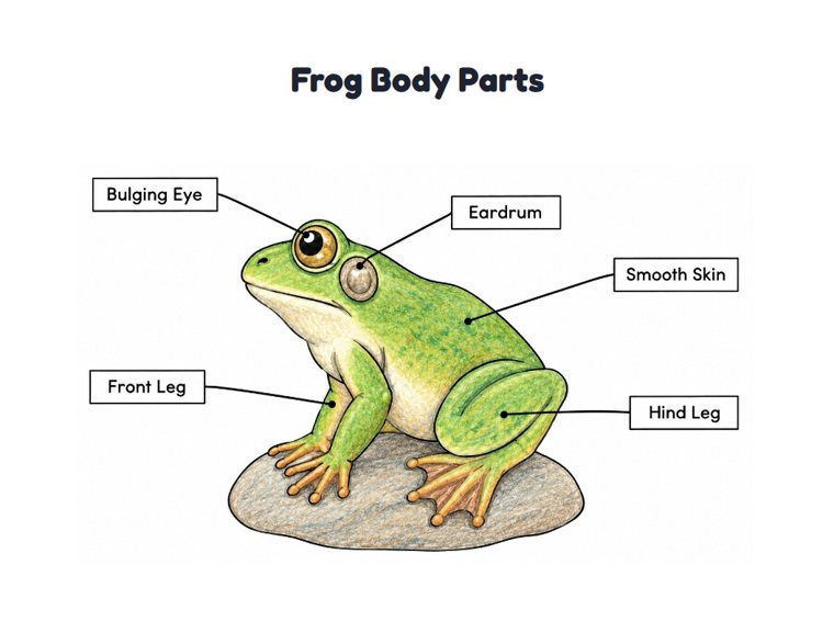 Frog Body Parts worksheet (Medium, Grades 1–2)
