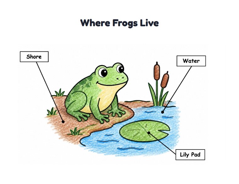 Where Frogs Live worksheet (Easy, Pre-K–K)