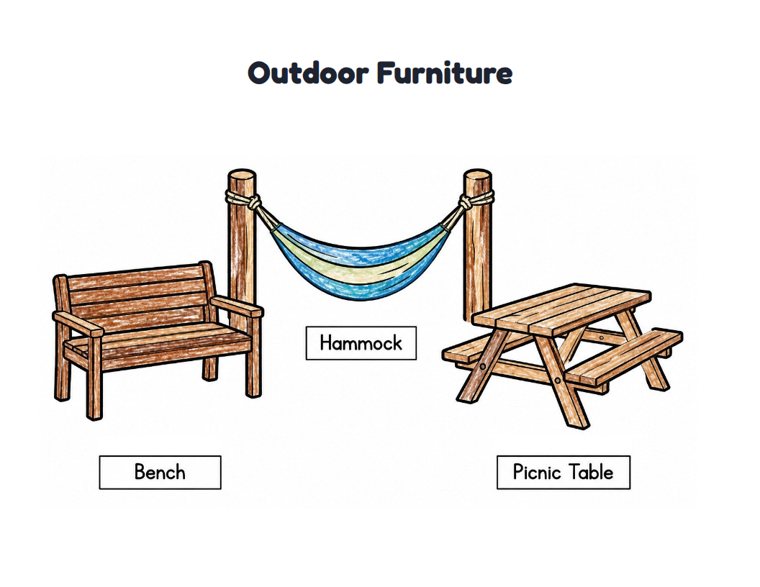 Outdoor Furniture worksheet (Easy, Pre-K–K)