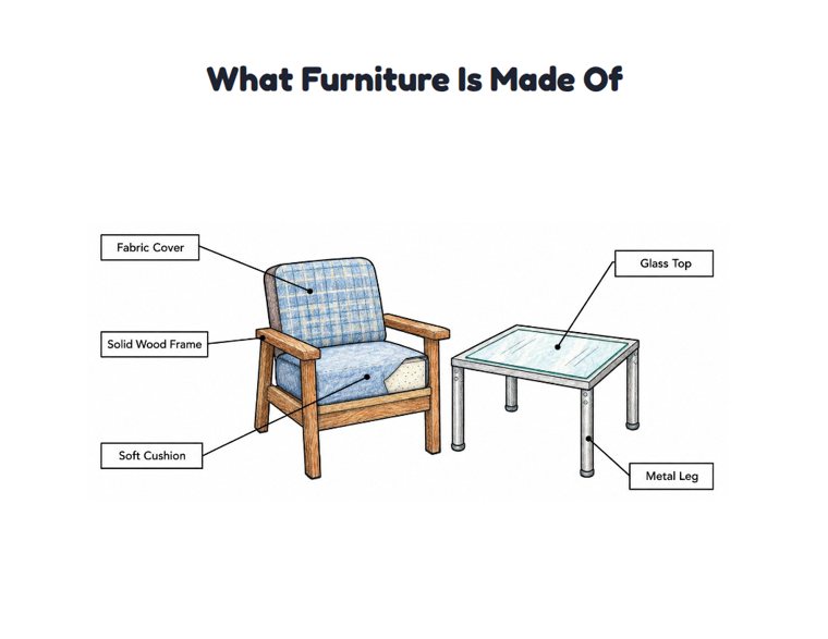 What Furniture Is Made Of worksheet (Medium, Grades 1–2)