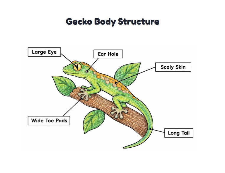 Gecko Body Structure worksheet (Medium, Grades 1–2)