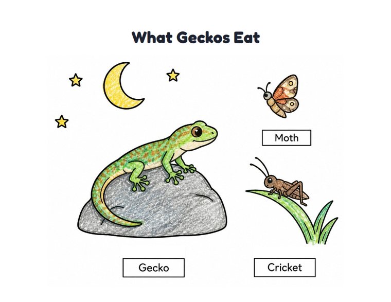 What Geckos Eat worksheet (Easy, Pre-K–K)
