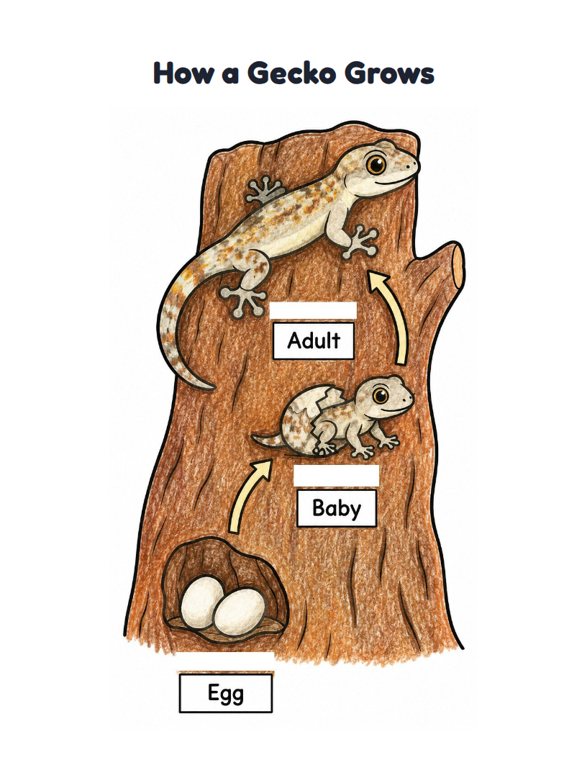 How a Gecko Grows worksheet (Easy, Pre-K–K)