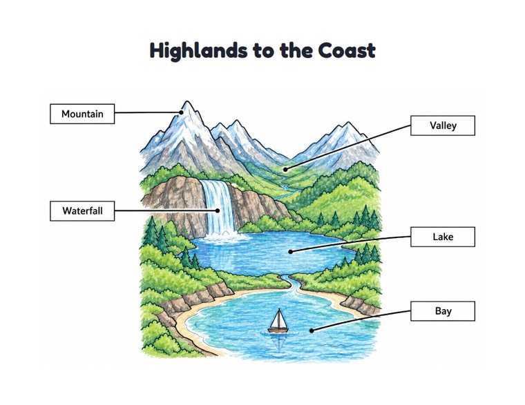 Highlands to the Coast worksheet (Medium, Grades 1–2)