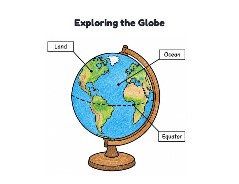 Exploring the Globe worksheet (Easy, Pre-K–K)