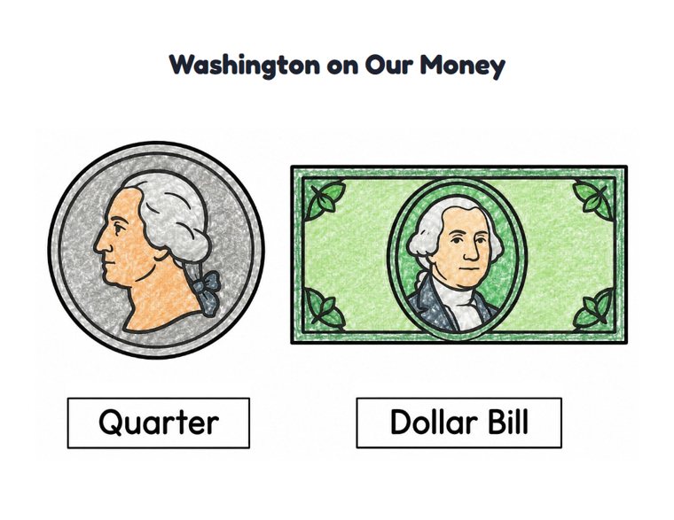Washington on Our Money worksheet (Easy, Pre-K–K)