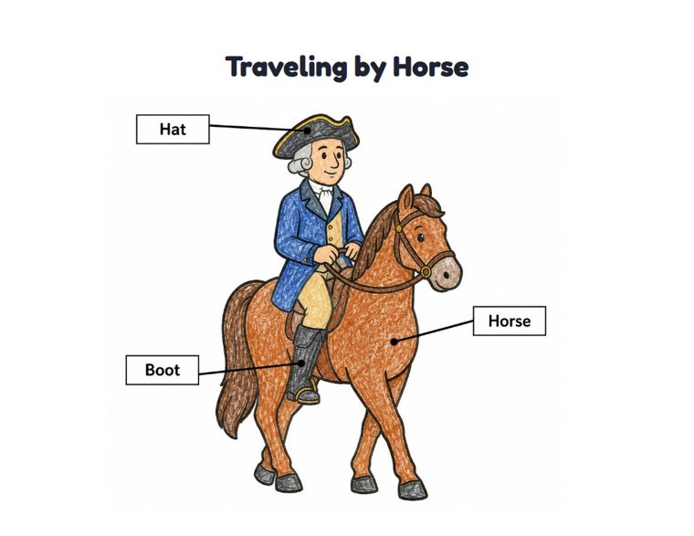 Traveling by Horse worksheet (Easy, Pre-K–K)