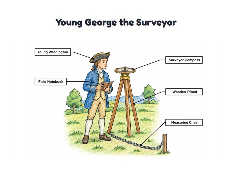 Young George the Surveyor worksheet (Medium, Grades 1–2)
