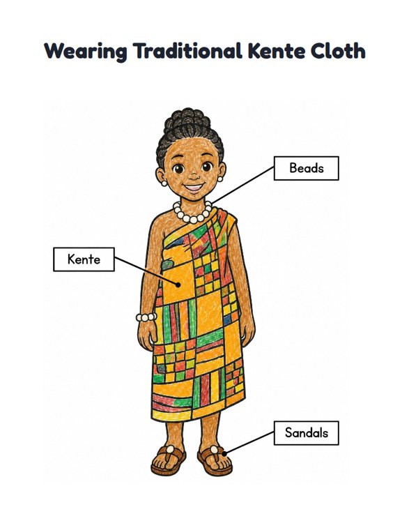 Wearing Traditional Kente Cloth worksheet (Easy, Pre-K–K)