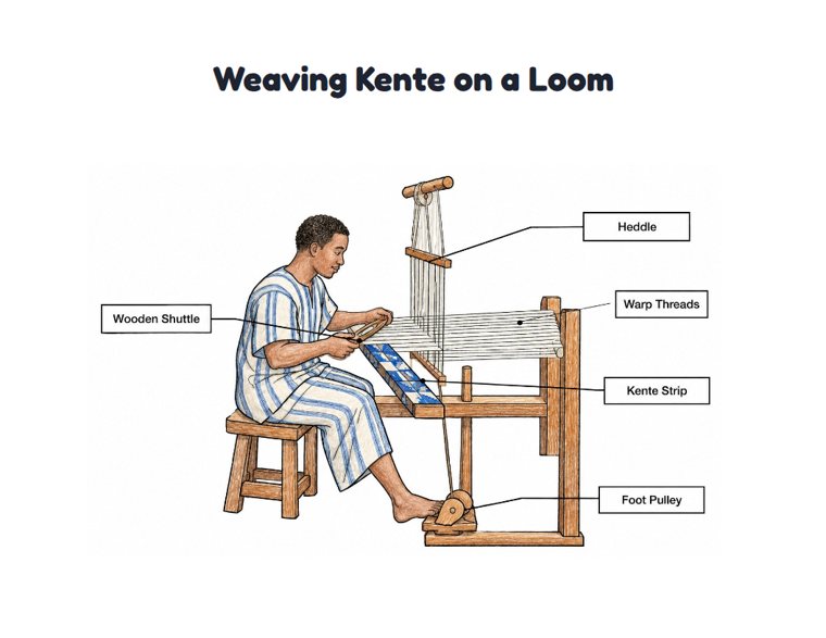 Weaving Kente on a Loom worksheet (Medium, Grades 1–2)