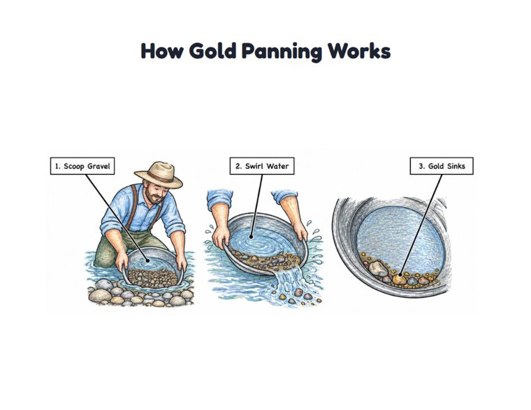 How Gold Panning Works worksheet (Medium, Grades 1–2)