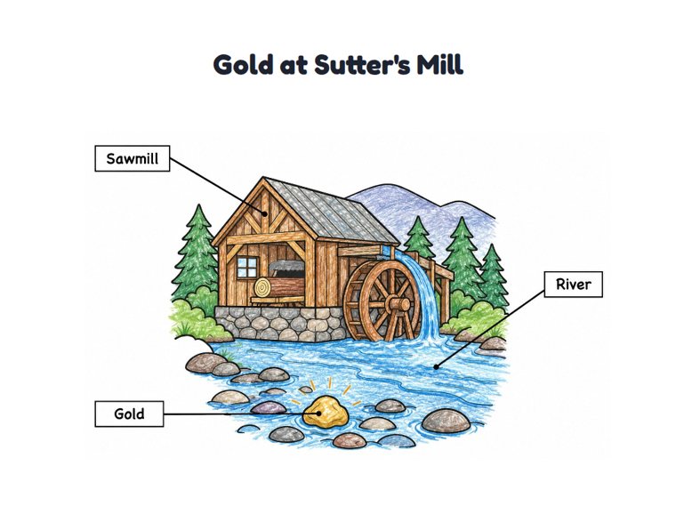 Gold at Sutter's Mill worksheet (Easy, Pre-K–K)