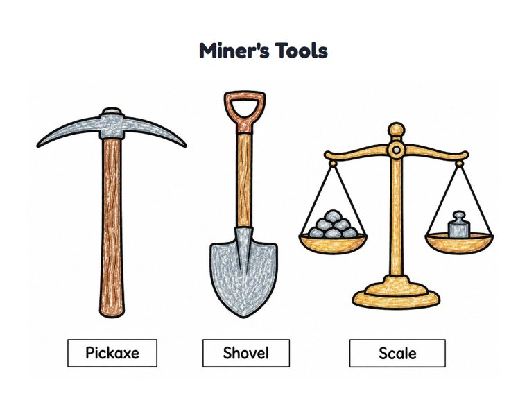 Miner's Tools worksheet (Easy, Pre-K–K)
