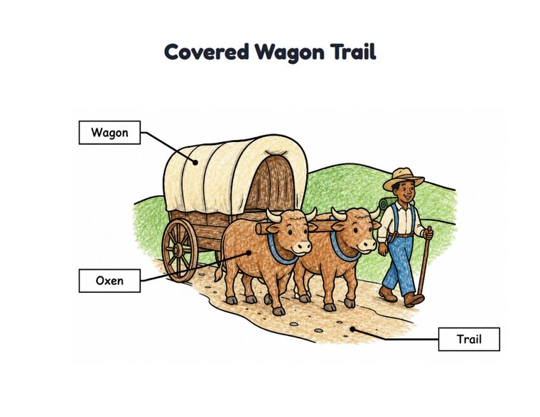 Covered Wagon Trail worksheet (Easy, Pre-K–K)