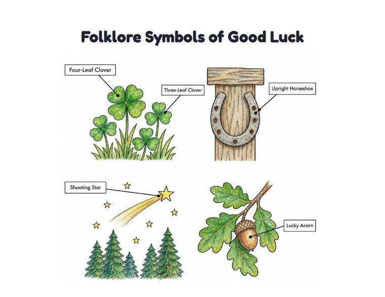Folklore Symbols of Good Luck worksheet (Hard, Grades 3–4)