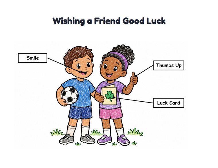 Wishing a Friend Good Luck worksheet (Easy, Pre-K–K)