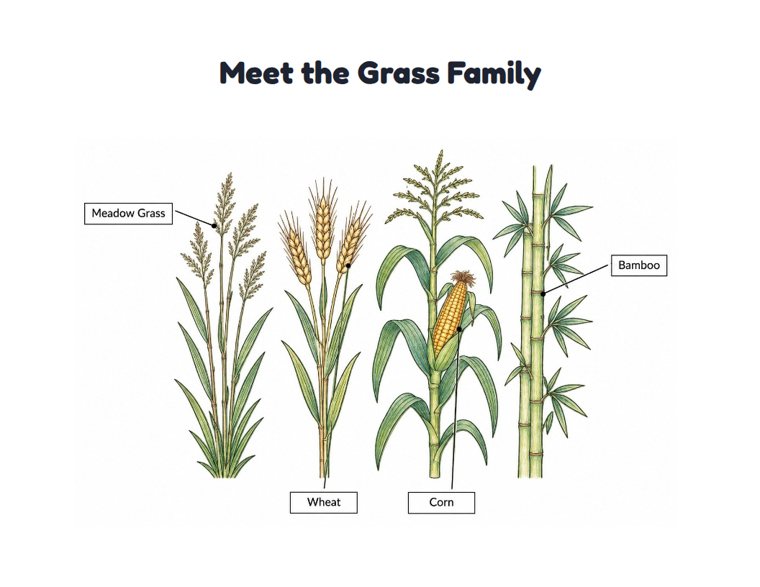 Meet the Grass Family worksheet (Hard, Grades 3–4)
