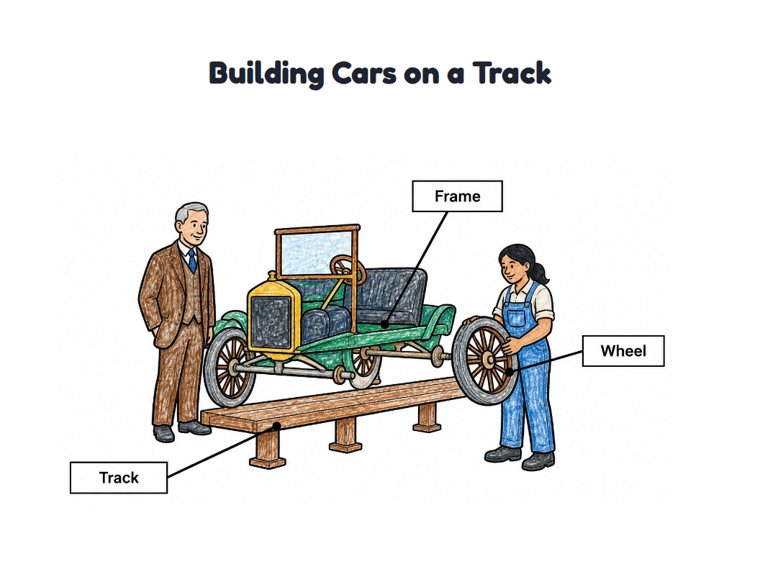 Building Cars on a Track worksheet (Easy, Pre-K–K)