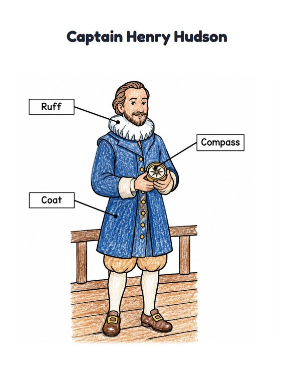 Captain Henry Hudson worksheet (Easy, Pre-K–K)
