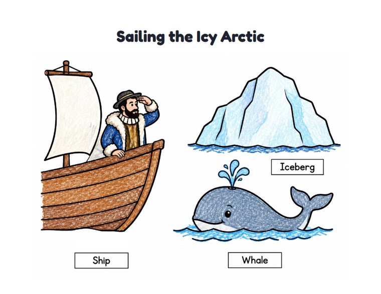 Sailing the Icy Arctic worksheet (Easy, Pre-K–K)