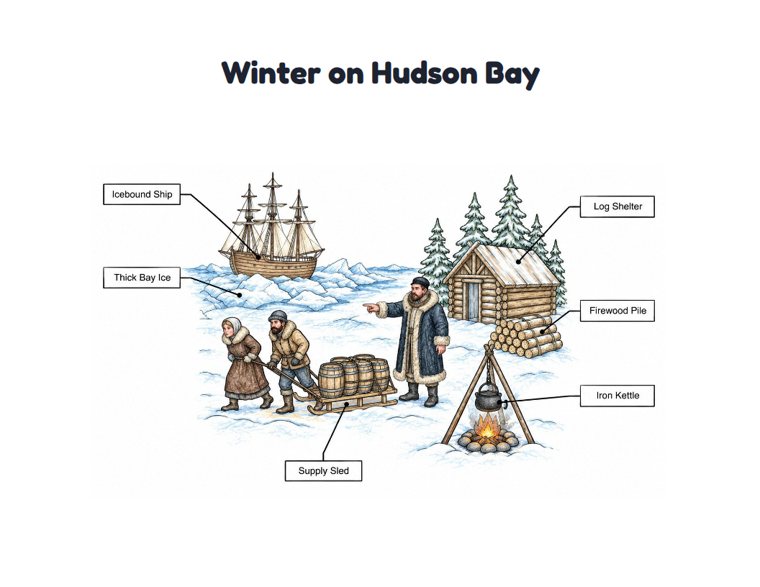 Winter on Hudson Bay worksheet (Hard, Grades 3–4)
