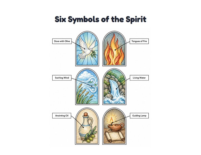 Six Symbols of the Spirit worksheet (Hard, Grades 3–4)