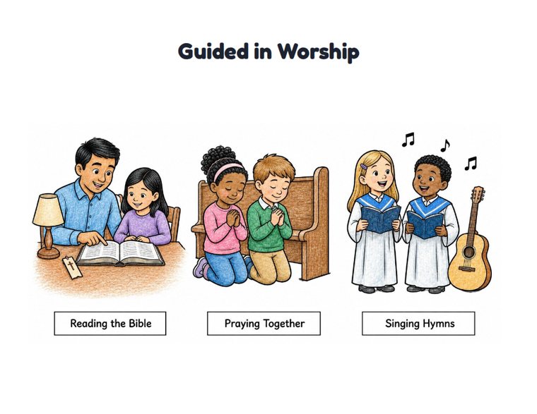 Guided in Worship worksheet (Medium, Grades 1–2)