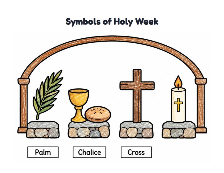 Symbols of Holy Week worksheet (Easy, Pre-K–K)