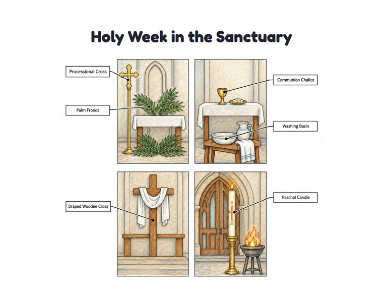 Holy Week in the Sanctuary worksheet (Hard, Grades 3–4)