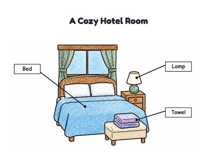 A Cozy Hotel Room worksheet (Easy, Pre-K–K)