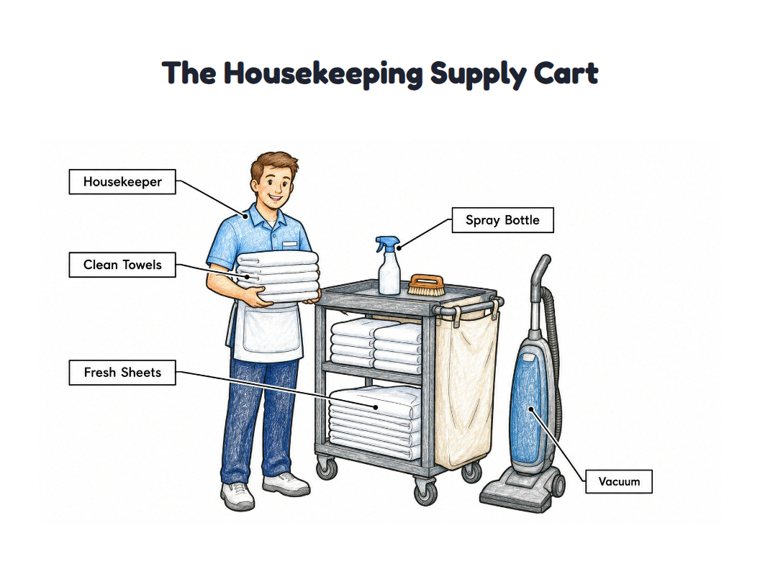 The Housekeeping Supply Cart worksheet (Medium, Grades 1–2)