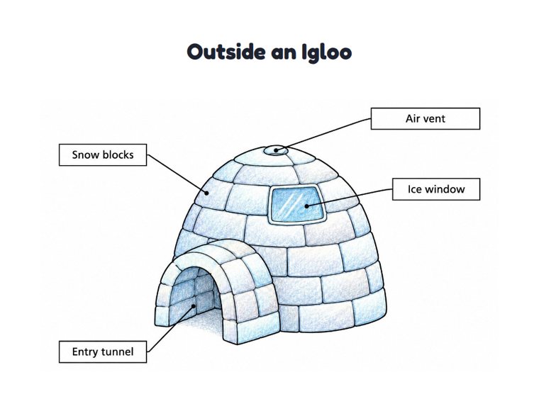 Outside an Igloo worksheet (Medium, Grades 1–2)