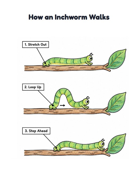 How an Inchworm Walks worksheet (Medium, Grades 1–2)