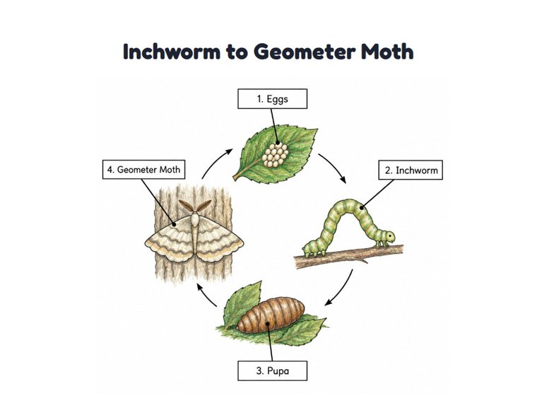 Inchworm to Geometer Moth worksheet (Hard, Grades 3–4)