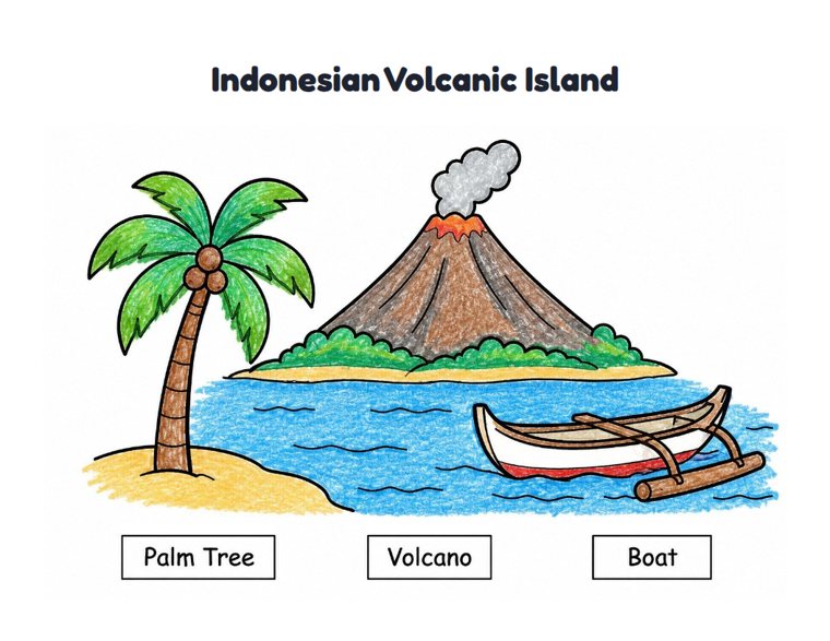 Indonesian Volcanic Island worksheet (Easy, Pre-K–K)