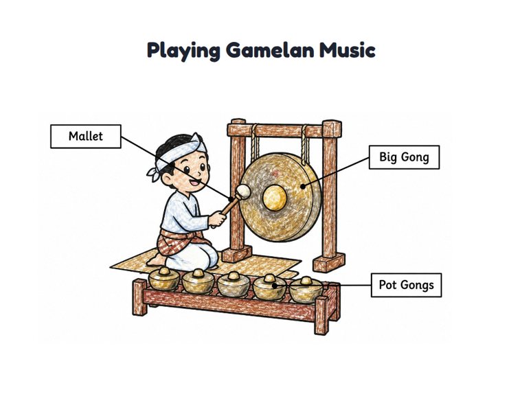 Playing Gamelan Music worksheet (Easy, Pre-K–K)