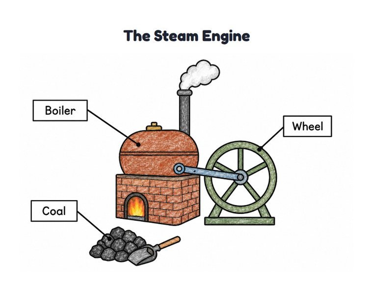 The Steam Engine worksheet (Easy, Pre-K–K)
