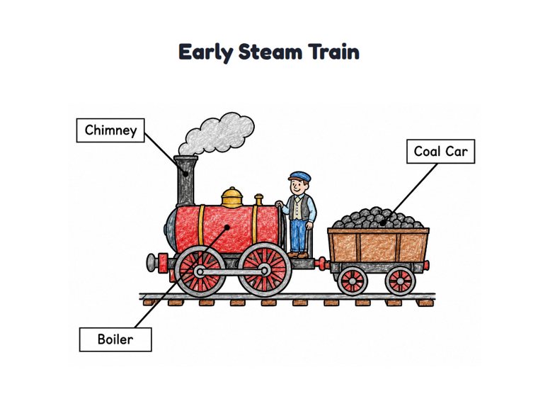 Early Steam Train worksheet (Easy, Pre-K–K)