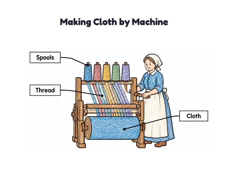 Making Cloth by Machine worksheet (Easy, Pre-K–K)