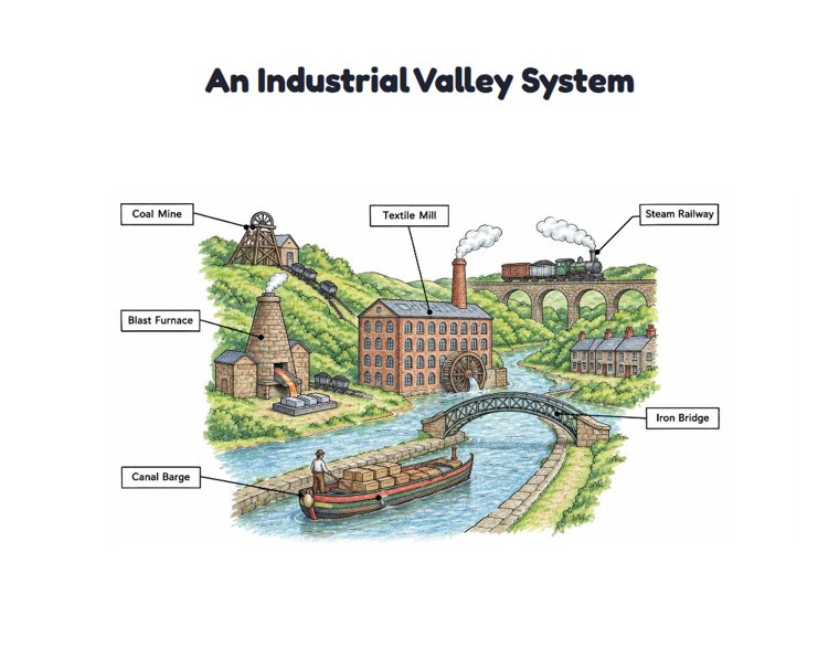 An Industrial Valley System worksheet (Hard, Grades 3–4)